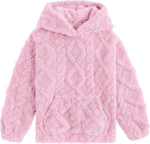 TUONROAD Girls Fuzzy Fleece Hoodies Cable Knit Warm Sherpa Pullover Sweatshirt with Pockets 6-13 Years in Saudi Arabia