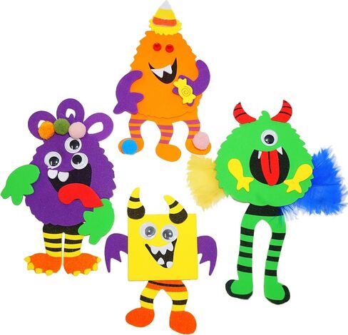 4E's Novelty Halloween Crafts for Kids (12 Pack) Silly Monsters Foam Magnet Fall Crafts for Kids Bulk, Halloween Party Activities for Kids Ages 3-5, 4-8 in Saudi Arabia