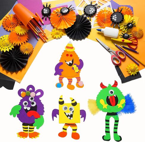 4E's Novelty Halloween Crafts for Kids (12 Pack) Silly Monsters Foam Magnet Fall Crafts for Kids Bulk, Halloween Party Activities for Kids Ages 3-5, 4-8 in Saudi Arabia