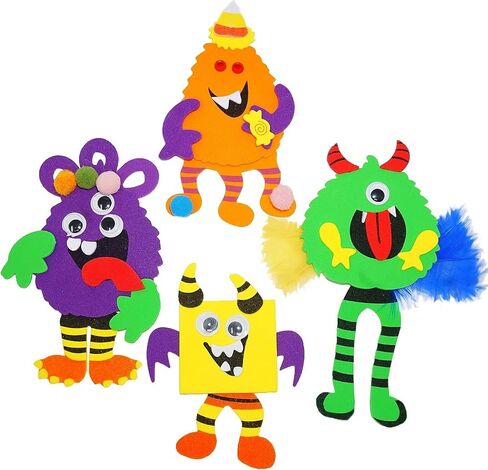 4E's Novelty Halloween Crafts for Kids (12 Pack) Silly Monsters Foam Magnet Fall Crafts for Kids Bulk, Halloween Party Activities for Kids Ages 3-5, 4-8 in Saudi Arabia