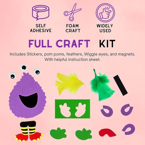 4E's Novelty Halloween Crafts for Kids (12 Pack) Silly Monsters Foam Magnet Fall Crafts for Kids Bulk, Halloween Party Activities for Kids Ages 3-5, 4-8 in Saudi Arabia