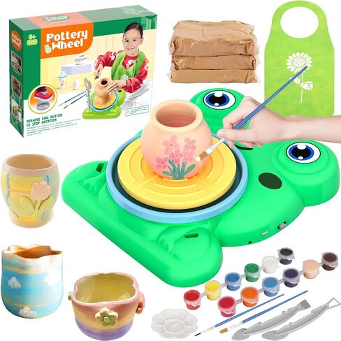 Pottery Wheel for Kids - Complete Pottery Painting Kit Arts and Crafts for Kids Ages 8-12 with 1.65lb Air Dry Clay Art Supplies for Kids Toys Girls Boy Birthday Gift for 6 7 8 9 10 11 12+ in Kuwait