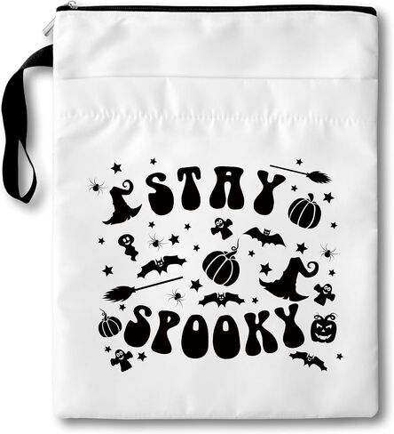حقيبة هدايا نادي الكتب بطابع الهالوين من Stay Spooky، أكمام كتب بسحاب، أغطية كتب قابلة للغسل مقاس 11 × 9 بوصة للأغلفة الورقية، هدايا حقيبة غلاف الكتب للنساء من عشاق الكتب، A026 in Saudi Arabia