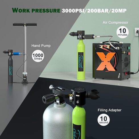 زجاجة غوص صغيرة C300 من تشيكاديف، 5-10 دقائق، زجاجة اكسجين صغيرة للغوص، جهاز تنفس للغوص، معدات غوص، زجاجة مياه قابلة لاعادة التدوير للغوص in Kuwait