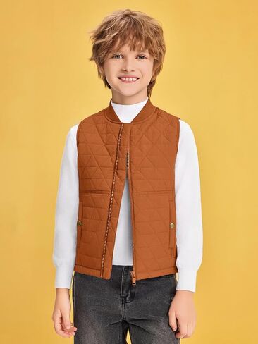Haloumoning Boys Zip Up Puffer Vest Kids Lightweight Quilted Sleeveless Jackets Outerwear with Pockets 4-14 Years in Kuwait