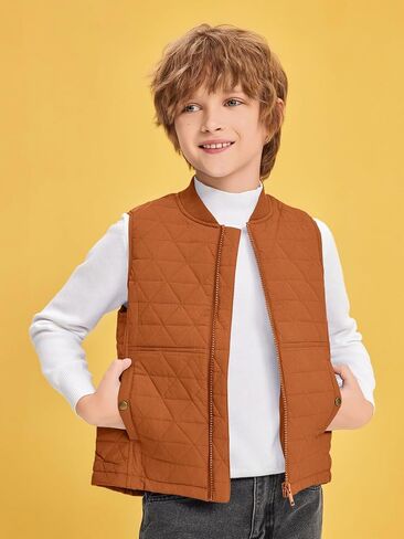 Haloumoning Boys Zip Up Puffer Vest Kids Lightweight Quilted Sleeveless Jackets Outerwear with Pockets 4-14 Years in Kuwait