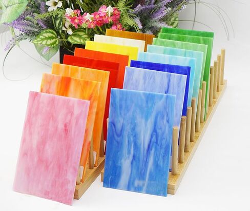Lanyani 26 Sheets Transparent Stained Glass Sheets Packs for Art Crafts, Textured Bright Color Variety Translucent Cathedral Art Glass Sheets for Mosaic Glass DIY Projects, 4x6 inches in Saudi Arabia