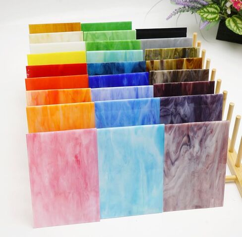 Lanyani 26 Sheets Transparent Stained Glass Sheets Packs for Art Crafts, Textured Bright Color Variety Translucent Cathedral Art Glass Sheets for Mosaic Glass DIY Projects, 4x6 inches in Saudi Arabia