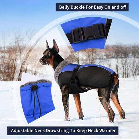 IECOii Extra Warm Dog Coat Reflective Adjustable Dog Jacket Dog Winter Coat with Buckle Fleece Turtleneck Dog Jacket for Cold Weather Soft Winter Coat for Small Medium Extra Large Dogs in Kuwait