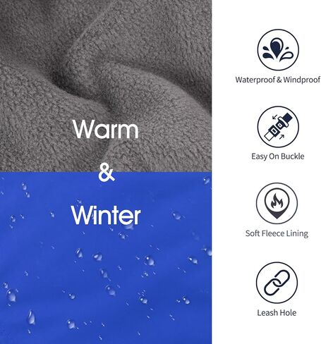 IECOii Extra Warm Dog Coat Reflective Adjustable Dog Jacket Dog Winter Coat with Buckle Fleece Turtleneck Dog Jacket for Cold Weather Soft Winter Coat for Small Medium Extra Large Dogs in Kuwait