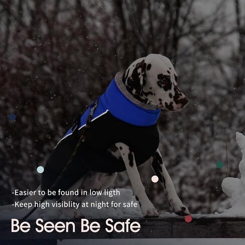 IECOii Extra Warm Dog Coat Reflective Adjustable Dog Jacket Dog Winter Coat with Buckle Fleece Turtleneck Dog Jacket for Cold Weather Soft Winter Coat for Small Medium Extra Large Dogs in Kuwait