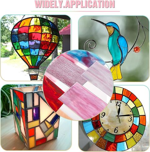 REANICE 17 Sheets Stained Glass Pack,6" X 4" Cathedral Glass, Art Glass,Iridescent Glass Sheets for DIY Home(Colorful) in Saudi Arabia