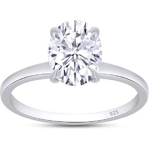 SAVEARTH DIAMONDS 2 1/2 Carat 8X10 MM Oval Cut Lab Created Moissanite Diamond Solitaire Engagement Ring For Women In 14k Yellow Gold Plated 925 Sterling Silver (Clarity : VVS1, 2.50Ct)-7