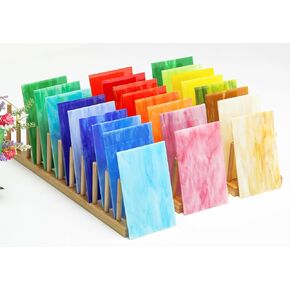 Lanyani 26 Sheets Transparent Stained Glass Sheets Packs for Art Crafts, Textured Bright Color Variety Translucent Cathedral Art Glass Sheets for Mosaic Glass DIY Projects, 4x6 inches