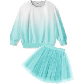 Arshiner Toddler Girl Clothes Long Sleeve Pullover Sweatshirt and Tutu Skirt 2 Piece Outfits Kids Clothing Set Party Dress
