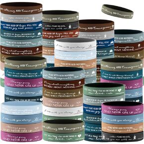 Roowest 200 Pcs Religious Silicone Wristbands Bulk Bible Verse Bracelet Christian Rubber Wristbands Scripture Inspirational Gifts for Men Women Mother's Day Church Party Favor