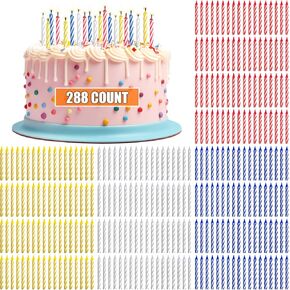 MTLEE Spiral Birthday Candles Colorful Cake Candles Paraffin Candles for Cake Celebrating Birthday Cake Candles Birthday Cake Decorations for Birthday Holiday Party(1 Color,288 Pcs)