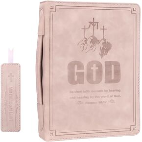 غطاء جلدي للكتاب المقدس بمقبض ناعم، غطاء كبير لحقيبة حمل كتاب الكتاب المقدس (مع إشارة مرجعية رائعة)، حقيبة الكتاب المقدس للكنيسة كهدية للنساء والرجال والفتيات والصبي (بني داكن + طباعة) in Kuwait