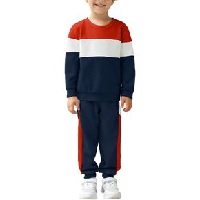 Arshiner Boys Long Sleeve Color Block Sweatshirt & Sweatpants Toddler Boy Fall Winter 2 Piece Outfit