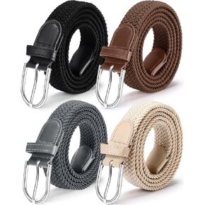 SATINIOR 4 Pack Women Braided Woven Belt Elastic Stretch Belt for Men Women Jeans Pants