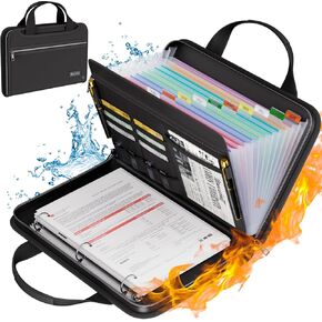 منظم ملفات الأكورديون المقاوم للحريق من تامفيل مع مقبض، مجلد ملفات مع 3 حلقات تثبيت، مجلد ملفات موسع 13 جيبًا مع سحاب وملصقات، مجلد منظم ورق متعدد الجيوب لملفات الحروف A4 in Kuwait