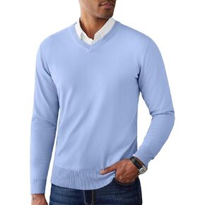 COOFANDY Men's V Neck Pullover Sweater Slim Fit Casual Dress Sweater Lightweight Knitted Sweaters