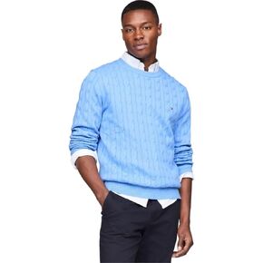 Tommy Hilfiger Men's Cable Knit Crewneck Sweater Lightweight Pullover