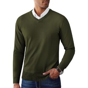 COOFANDY Men's V Neck Pullover Sweater Slim Fit Casual Dress Sweater Lightweight Knitted Sweaters