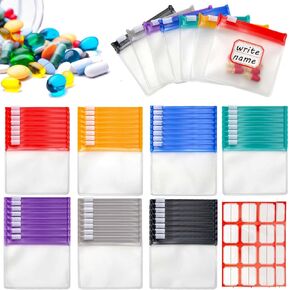 Windspeed 35+2 Pcs Pill Pouch Bags Zippered Pill Pouch Set with 2 Sheets Label, 7 Colors Pill Pouches for Medicine Travel Reusable Small Plastic Pill Bags for Travel/Home Daily use in Saudi Arabia
