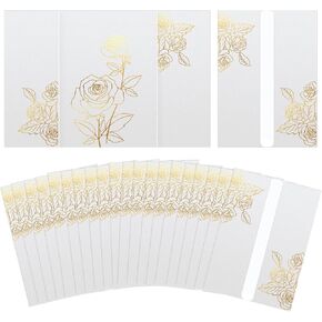 100 حزمة من سترات Vellum الفاخرة المطوية مسبقًا لدعوات 5 × 7، وسترات من ورق Vellum الشفاف مقاس 5 × 7، ولفائف دعوات زفاف من ورق Vellum بوزن 115 جرامًا في المتر المربع، وسترة دعوات زفاف (نمط وردة من رقائق الذهب)