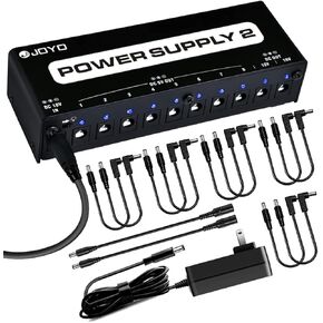 JOYO Guitar Pedal Power Supply Pedal Board Power Supply with DC 18V Pedal Power Adapter & 9V 100mA 500mA Isolated DC 10 Outputs for 9V 12V 18V Effect Pedals (JP-02)