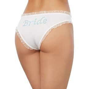 Dreamgirl Women's Microfiber Low-Rise Panty with Rhinestone Bride Detail