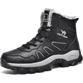 PURCHAWEE Men's Winter Warm Leather Snow Boots,Good Arch Non-slip Hiking Outdoor Camping Trekking Backpacking Shoes Cotton Shoes