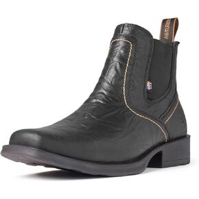 SUREWAY Men's Western Slip On Work/Casual Boots for Men,Pull-On Square-Toe Chelsea Boots,Extremely Comfortable Durable Proved,Superior Oil/Slip Resistant,Thicker Imported Leather