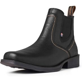 SUREWAY Men's Western Slip On Work/Casual Boots for Men,Pull-On Square-Toe Chelsea Boots,Extremely Comfortable Durable Proved,Superior Oil/Slip Resistant,Thicker Imported Leather