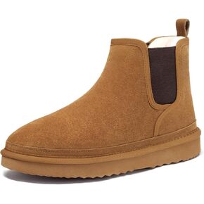 Athlefit Men's Winter Snow Boots for Men Suede Chelsea Boots Casual Warm Anti-Slip Chelsea Boots