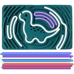 Dinosaur Sensory Activity Board,Silicone Dinosaur Fidget Toy for Kids Adult Duble Sided with 2 Portable Travel Bag 20 Strings for Fine Motor Skill, Stress Relief, Calming, Focus, ADHD and Autism