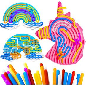 Unicorn Sensory Activity Board, 2PCS Silicone Fidget Toy for Kids Girls, ADHD Stress Toys, Calm Down Travel Airplane Essentials, 4-12 Years Old Kids Girls Toys, Easter Toy Gifts for Girls Age 4-13