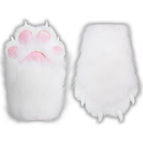 مريح فروي الكفوف فو الفراء أفخم Fursuit الكفوف، الأبيض Therian الكفوف Therian الاشياء Therian والعتاد، لطيف القط باو قفازات Therian قفازات مع مخالب، فروي الاشياء الذئب الكفوف قفازات الثعلب الكفوف، تأثيري فروي زي