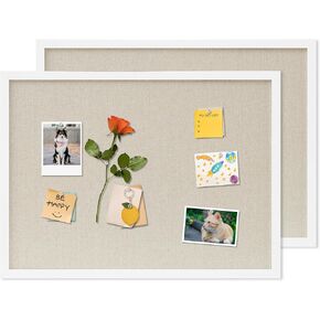 Cork Board with Linen White,Bulletin Board 17"x12" Hanging Corkboards for Office Home School Message Board or Vision Board Decoration.