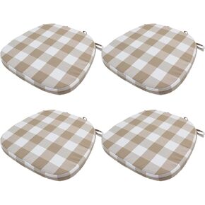 Chair Cushion with Ties for Dining Chairs - Memory Foam Non Slip Kitchen Chair Pad and Dining Seat Cushion with Machine Washable Cover [16.5 x 16.2 Inches] - Dark Beige