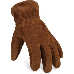 OZERO Work Gloves Winter Insulated Snow Cold Proof Leather Glove Thick Thermal Imitation Lambswool - Extra Grip Flexible Warm for Working in Cold Weather for Men and Women (Gold,Large)