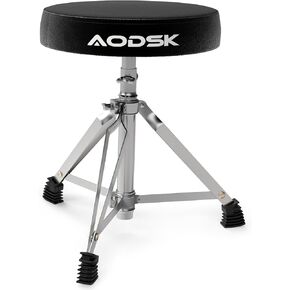 AODSK Drum Throne,Padded Drum Stool Seat Chair for Kids Adults Drummers,Portable Foldable Double Support Drum Stool with Five Heights Adjustable Height- Black