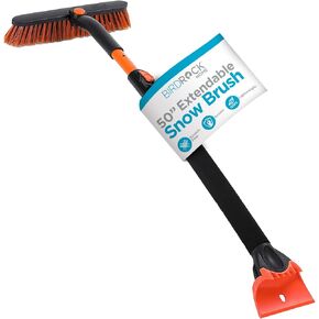 BIRDROCK HOME 50" Extendable Snow Brush with Ice Scraper for Car, Truck, SUV | 11" Wide Bristle Brush | Lightweight Aluminum Body, Ergonomic Grip | Portable Winter Auto Cleaning Tool for Windshield