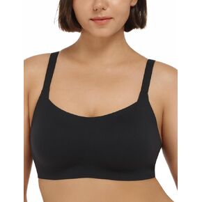 Seamless Bra for Women, Wireless Bra with Support, Everyday Breathable Colored Strap Bra with Vertical Stripes