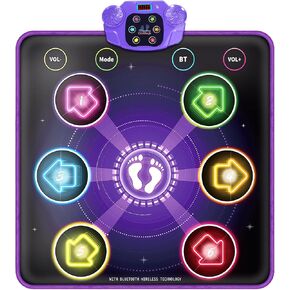 Dance Mat Toys for Kids Ages 3-12, Electronic Dance Pad with Light-up 6-Button | Music Dance with 5 Game Modes, Christmas Birthday Gifts for 3 4 5 6 7 8 9 Year Old Girls