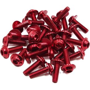 uxcell 30pcs Universal Red M6 X 20mm Motorcycle Metal Fairing Hexagon Bolts Screws