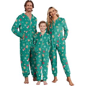 Ekouaer Family Christmas Pajamas Matching Sets Fleece Onesie Pajamas One Piece Holiday Sleepwear