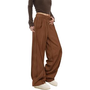 YESNO سروال قصير كاجوال فضفاض للسيدات بخصر مطاطي وبنطال بأرجل واسعة مع جيوب PCB in Kuwait