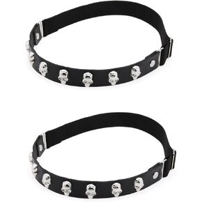 2PCs Faux Leather Skull Leg Garters, Adjustable Thigh Garter Belts for Women Halloween Cosplay Parties